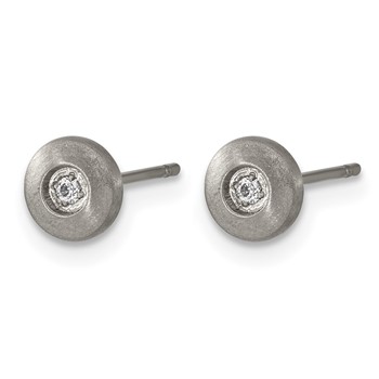 Chisel Titanium Brushed CZ Post Earrings — alternate view