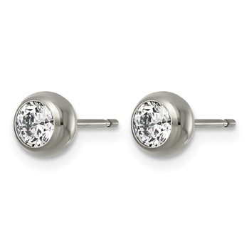 Chisel Titanium Polished 6mm CZ Post Earrings — alternate view