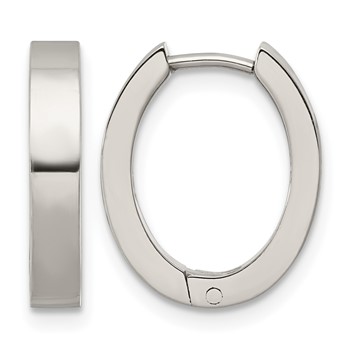 Chisel Titanium Polished Oval Endless Hinged Hoop Earrings