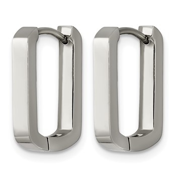 Chisel Titanium Polished Rectangle Endless Hinged Hoop Earrings — alternate view