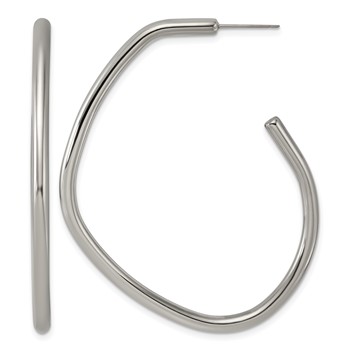 Chisel Titanium Polished Oblong J-Hoop Post Earrings