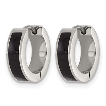 Chisel Titanium Polished Black Resin Hinged Hoop Earrings — alternate view