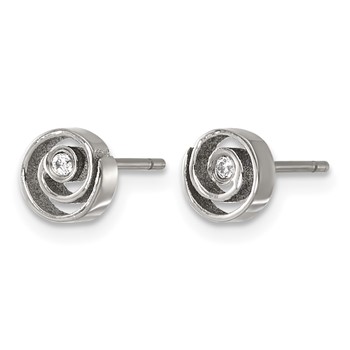 Chisel Titanium Polished CZ Center Spiral Post Earrings — alternate view