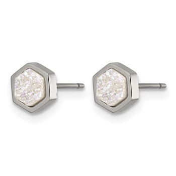 Chisel Titanium Polished Druzy Center Hexagon Post Earrings — alternate view
