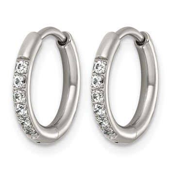 Chisel Titanium Polished CZ Hinged Hoop Earrings — alternate view