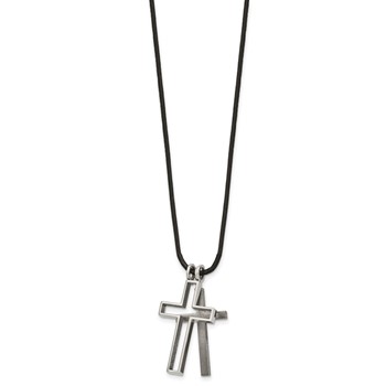 Chisel Titanium Leather Cord Cross 18 inch Necklace — alternate view
