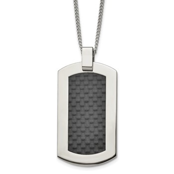 Chisel Titanium Polished with Black Carbon Fiber Inlay 24 inch Necklace