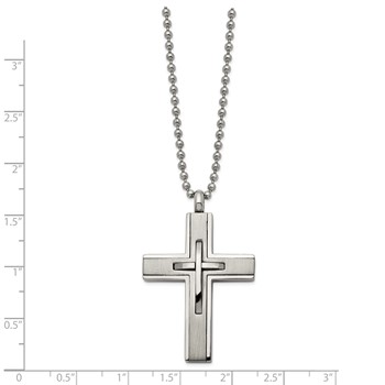 Chisel Titanium Brushed and Polished Cross 22 inch Necklace — alternate view