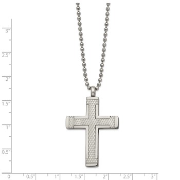 Chisel Titanium Polished Laser Cut Cross 22 inch Necklace — alternate view