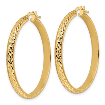 14K Polished Diamond Cut Hoop Earrings — alternate view