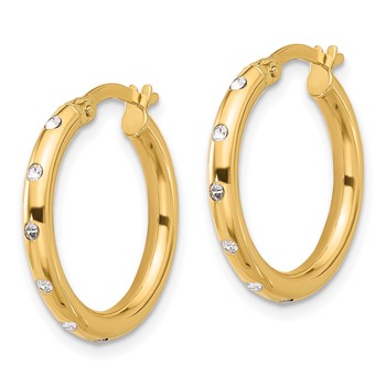 14K Polished CZ Hoop Earrings — alternate view