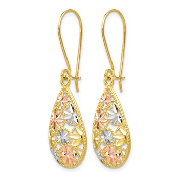 Leslie's 10K w/White and Rose Rhodium D/C Dangle Earrings — alternate view