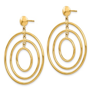 14k Polished Graduated Circles Dangle Post Earrings — alternate view