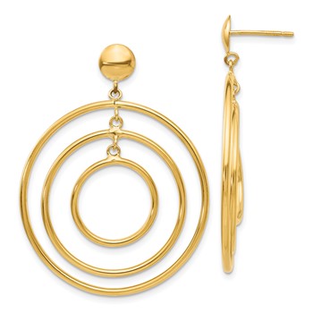14k Polished Graduated Circles Dangle Post Earrings