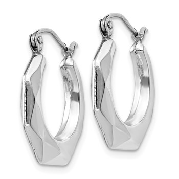 14k White Gold Faceted Hoop Earrings — alternate view