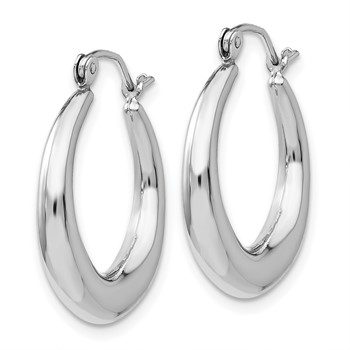 14k White Gold Polished Hoop Earrings — alternate view