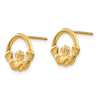 14k Claddagh Post Earrings — alternate view