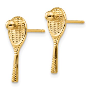 14k Tennis Racquet with Ball Post Earrings — alternate view