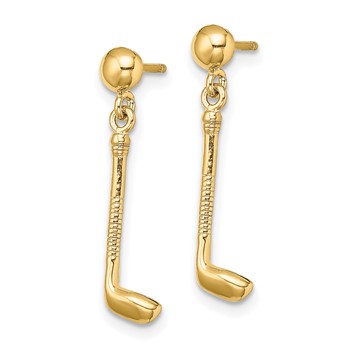 14k Golf Club Dangle Post Earrings — alternate view