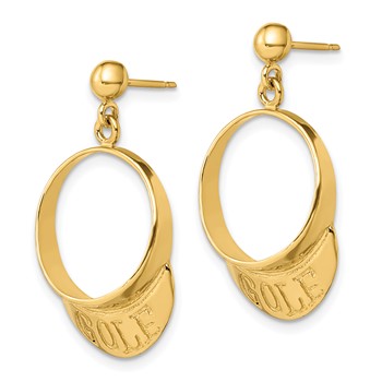 14k 3-D Golf Visor Dangle Post Earrings — alternate view