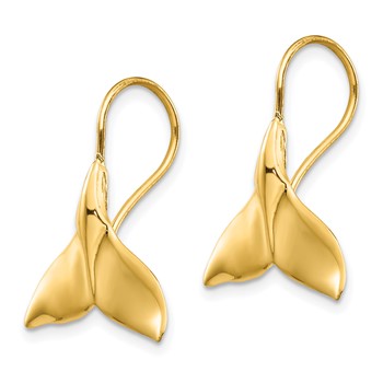 14k Polished Whale Tail French Hook Earrings — alternate view