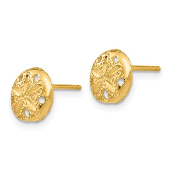 14K Diamond-cut Sand Dollar Earrings — alternate view