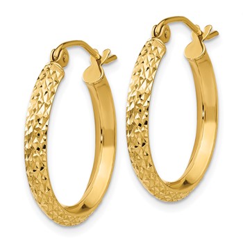 14K 2.5x20mm Knife-Edge Diamond-cut Tube Hoop Earrings — alternate view