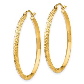 14K 2.5x35mm Knife-Edge Diamond-cut Tube Hoop Earrings — alternate view