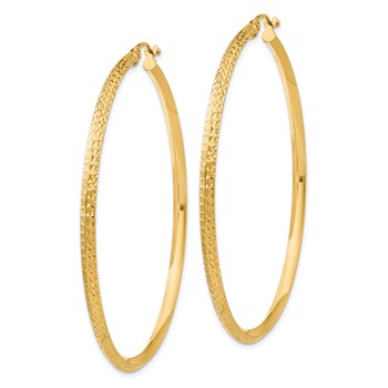 14K 2.5x55mm Knife-Edge Diamond-cut Tube Hoop Earrings — alternate view