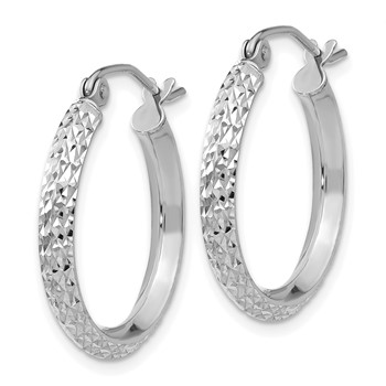 14K White Gold 2.5x20mm Knife-Edge Diamond-cut Tube Hoop Earrings — alternate view