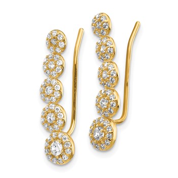 14k CZ Circles Polished Ear Climber Earrings — alternate view