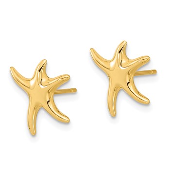 14k Polished Starfish Post Earrings — alternate view