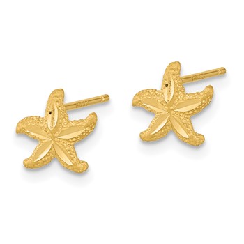 14k Satin Diamond-cut Starfish Post Earrings — alternate view