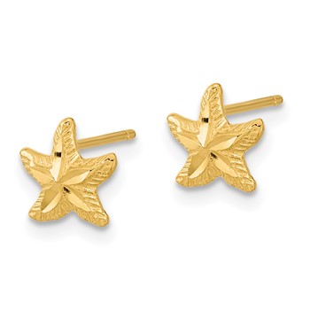 14k Polished Diamond-cut Starfish Post Earrings — alternate view