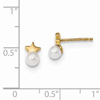 14k Freshwater Cultured Pearl Star Polished Post Earrings — alternate view