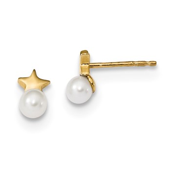 14k Freshwater Cultured Pearl Star Polished Post Earrings