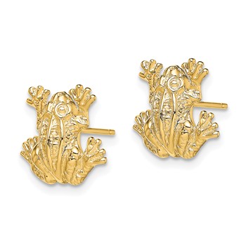 14K 2-D Leap Frog Post Earrings — alternate view