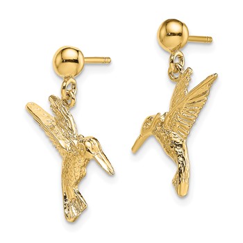 14K Hummingbird Post Dangle Earrings — alternate view