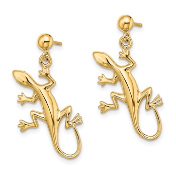 14K Polished Gecko Dangle Earrings — alternate view