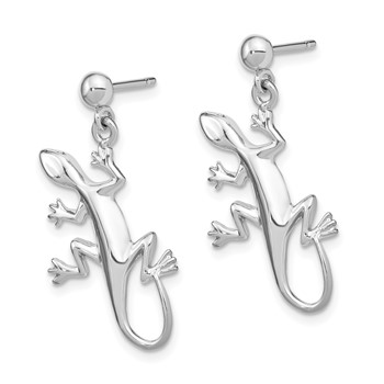 14K White Gold Polished Gecko Dangle Earrings — alternate view