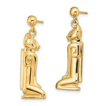 14K 2-D MARCO ISLAND Cat Dangle Post Earrings — alternate view