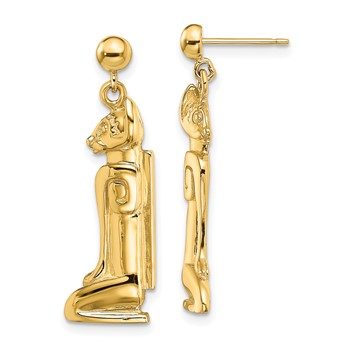 14K 2-D MARCO ISLAND Cat Dangle Post Earrings