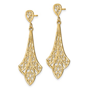 14K Diamond-cut Filigree Dangle Post Earrings — alternate view