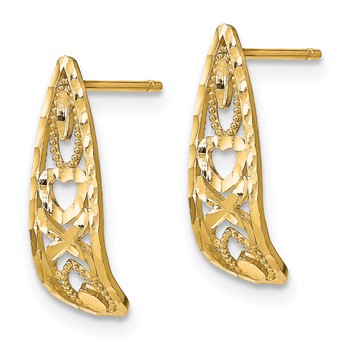 14K Diamond-cut X-and-Heart J-Hoop Post Earrings — alternate view