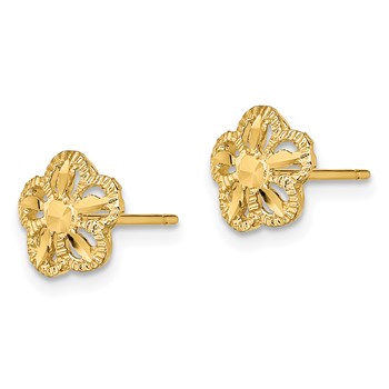 14K Diamond-cut Flower Post Earrings — alternate view