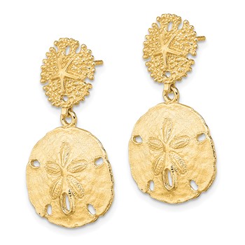 14K Double Sand Dollar Dangle Earrings — alternate view