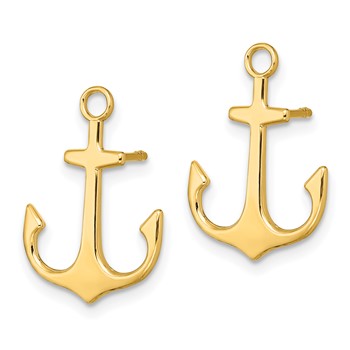 14K Polished  2-D Anchor Post Earrings — alternate view