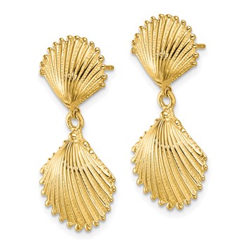 14K Polished Scallop Shell Dangle Earrings — alternate view