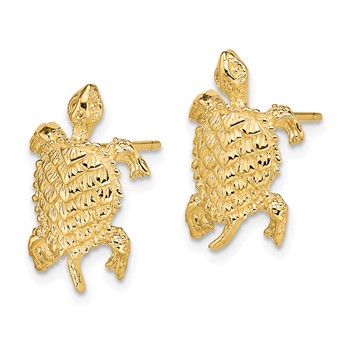 14K Land Turtle Textured Post Earrings — alternate view