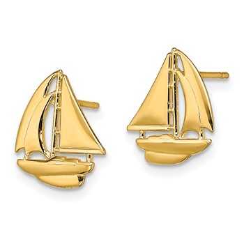 14K Polished Sailboat Post Earrings — alternate view